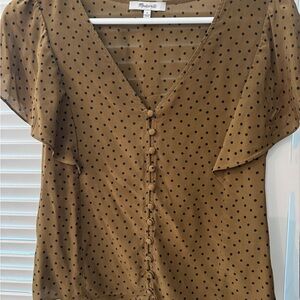 Madewell Brown Polka Dot Blouse